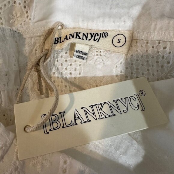 BLANK NYC Womens Size S Romper White Eyelet Puff Sleeve In Downtown Vibes NWT - Picture 9 of 10